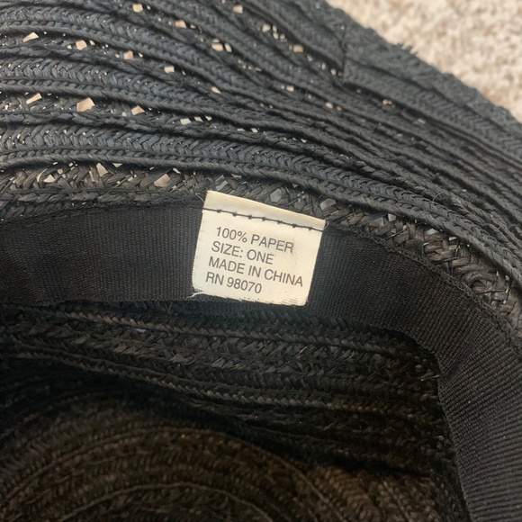 Black Straw Floppy Sun Hat - Picture 6 of 6